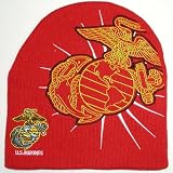 USA US MARINES GLOBE LOGO RED WINTER BEANIE SKULL HAT CAP