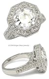 Antique Style CZ Rings - Eight Sided Diamond Like CZ Ring With Antique Look