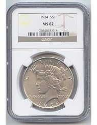 Coins: 1934 P Peace Dollar MS-62 NGC