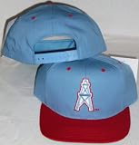 Houston Oilers Two Tone Blue / Red Adjustable Plastic Snap Strap Back Hat / Cap