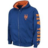 MLB Men's New York Mets Cold Fire Hooded Full Zip Fleece (Deep Royal Heather/Dark Orange, XX-Large)