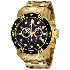 Invicta Mens 0072 Pro Diver Collection Chronograph 18k Gold Plated Watch 51pr0IWSP%2BL. SL500 AA300 Invicta Mens 0072 Pro Diver Collection Chronograph 18k Gold Plated Watch