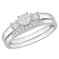 Women Wedding Band And Engagement Ring - White