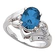 14K White Gold Chatham Created Sapphire and Diamond Ring