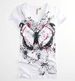 Eye Shadow Butterfly Burnout V-Neck Tee