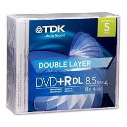 5PK DVD+R 2.4X 8.5GB DUAL LAYER