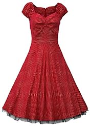 Polka Dot Print Vintage Cocktail Homecoming Dress/Prom Dress/Wedding Party Dress 