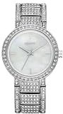 DKNY Glitz Silver Large Round Bracelet Mother-of-pearl Dial Women's watch #NY8054
