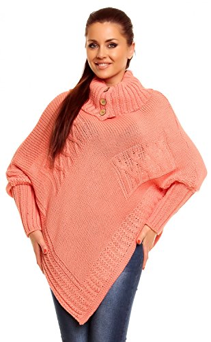 Zeta Ville Fashion - Womens Funnel / Turtle Neck Cable Knit Poncho Cape - 312z