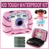Fisher Price Kid Tough Waterproof Digital Camera (Pink) w/ Accessory Kit