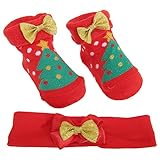 ベビー・赤ちゃん ガールズ クリスマスのデザイン 靴下・ヘアバンドのセット ベビーアクセサリー2点セット 女の子 (0-6ヶ月) (クリスマスツリー)