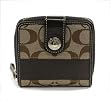 NEW AUTHENTIC COACH SIGNATURE STRIPE MEDIUM ZIP AROUND WALLET (Khaki/Mahogany)