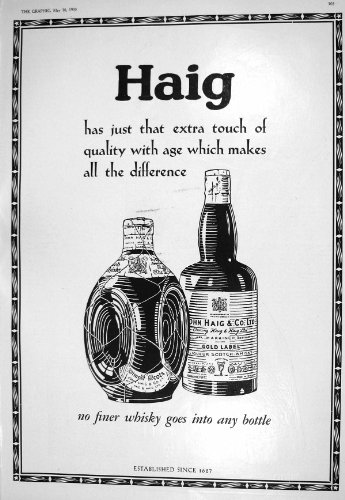 1930 JOHN HAIG SCOTCH WHISKY SCHWEPPES GINGER ALE SODA WATER TONIC WATER