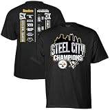 Reebok Pittsburgh Penguins 2009 NHL Stanley Cup Champions-Pittburgh Steelers 2009 Super Bowl Champions Black City of Champs Premium T-shirt