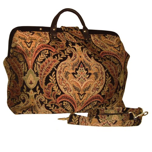 ArtisanStreet's Multi-Color Medallions Chenille Carpet Bag with Matching Shoulder Strap. Limited Edition. Use as Overnight Bag or Even as a Briefcase