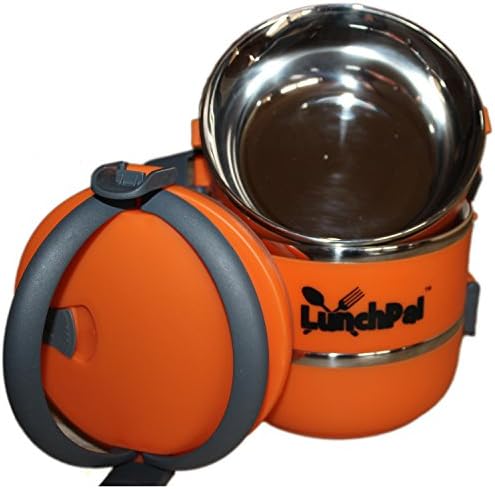 LunchPal®Food Saver - Food Storage Container - 3 Stackable Stainless Steel Round Bowls (Orange)