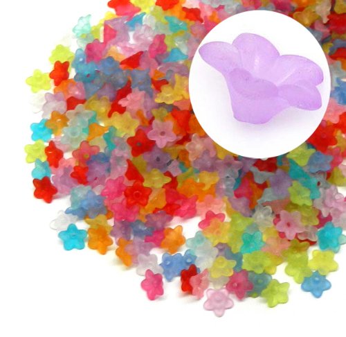 Rockin Beads Brand, 700 Frosted Mix Lily Flower Acrylic Beads Bead 10mm Also Used As Bead Caps
