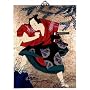 Asian Oriental Lacquered Painting Wall Art Plaque (Japanese Samurai)
