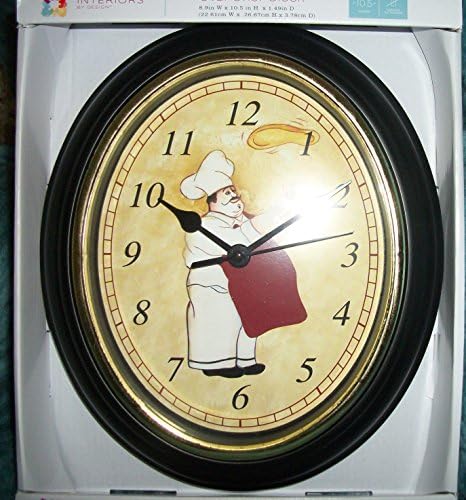Black Frame Fat Chef Battery Wall Clock