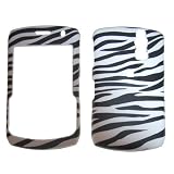 Blackberry 8330 Curve Black & White Zebra Design Crystal Case - Includes TWO Bonus Charm Holders