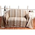 Homescapes gestreifte TAGESDECKE "Morocco" (360x260cm) in RIPP-OPTIK, 100% PURE BAUMWOLLE, SOFA�BERWURF, pflegeleicht, waschbar, beige