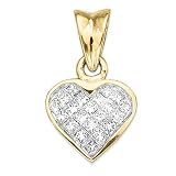 14K Yellow Gold 1/2 ct. Princess Cut Diamond Heart Pendant with Chain