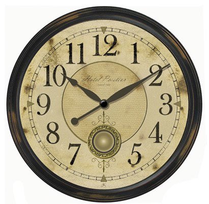 Infinity Instruments Hotel Perdier - Large Distressed Resin w/internal pendulum, Clock