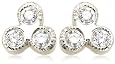 14k White Gold Milgrain 3-Stone Diamond Bezel Set Stud Earrings (.18 cttw, J Color, I2 Clarity)