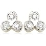 14k White Gold Milgrain 3-Stone Diamond Bezel Set Stud Earrings (.18 cttw, J Color, I2 Clarity)