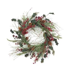 Melrose Mix Pine Wreath with Berry and Pod, 23-Inch