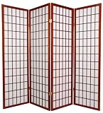 Standard Japan Style Room Divider - 5ft. Classic Japanese Shoji Privacy Screen - 4 Panel Brown Frames