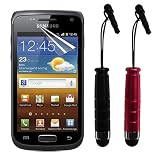 Skque Anti Scratch Screen Protector+Black&Red Stylus Pen with 3.5mm Anti Dust Plug+for Samsung Galaxy Wonder I8150