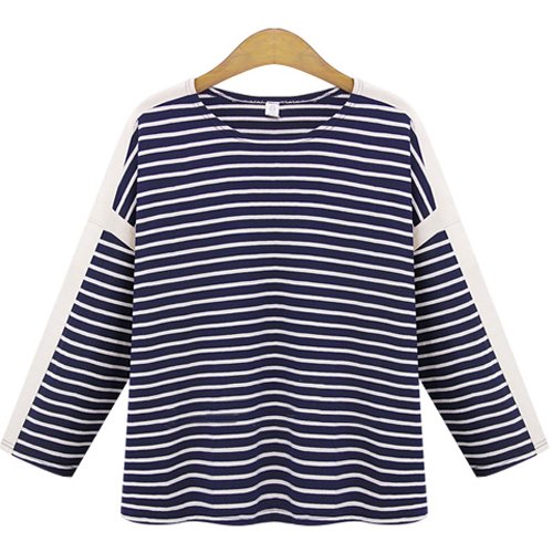 (イイネショップ) eeNeshop 袖 配色 切替 ボーダー カットソー