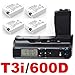 LCD Timer Battery Grip for Canon EOS 550D 600D / Rebel T2i T3i SLR Digital Camera + 4x CANON LP-E8 Batteries
