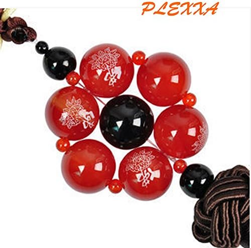 PLEXXA® Car Hanging Pendant, Agate Beads Car Decoration Handing Pendant Car Inner Ornaments for Luck (Red)