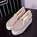 Summerwhisper Women's Striped Elastic Platform Canvas Shoes Slip on Loafers Low Top Sneakers