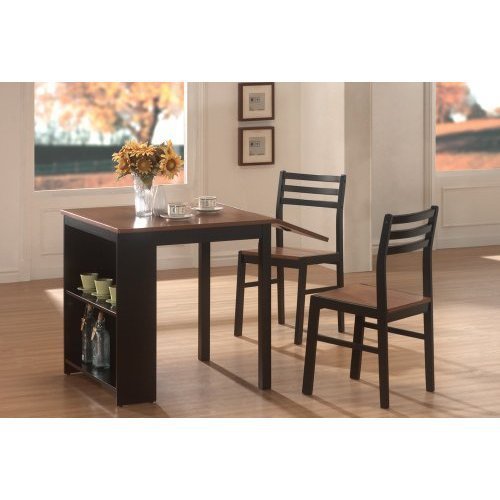 3-Piece Breakfast Table Set in Black / Walnut - Coaster - 130015