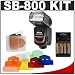 Nikon SB-800 AF Speedlight Flash + Nikon SJ-1 Color Gel Filter Set + 4 Batteries & Charger for Nikon D40, D40x, D50, D60, D70s, D80, D200, D300 & D700 Digital SLR Cameras