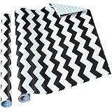 Home-it Contact Paper Self Adhesive Shelf Liner, 18 by 16 Inch, Black Chevron, 2 Pack