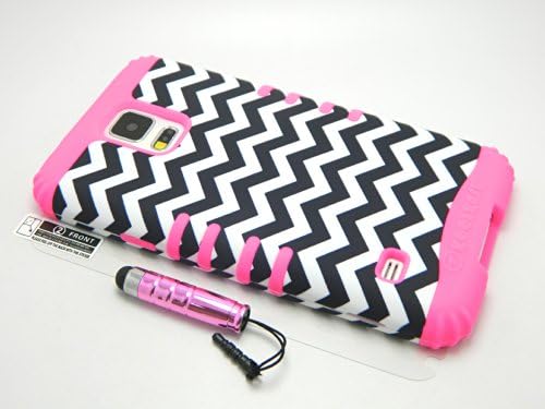 New 3-piece Hybrid Combo Cover For Samsung Galaxy S5 With Screen Protector Film+Stylus Pen (Classic Chevron)