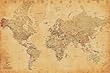 World Map Vintage Style Poster Print