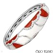 Oro Trend! Made in Italy Majestic Bracelet With 5.57 ctw Super Clean F-G/VS Diamonds,Coral and Agate Made of 18K Gold