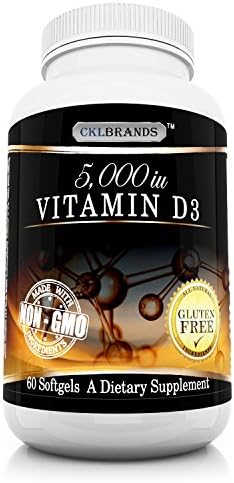 Vitamin D3 - 5,000 IU - Non-GMO Gluten Free Softgel Capsules Made in USA - 60 Count by CKLBRANDS - Bonus Digital Report on Top 5 Reasons Why You NEED Vitamin D