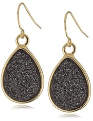 Marcia Moran "Mystere" Black Druzy Small Drop 18k Gold-Plated Earrings