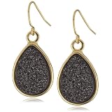 Marcia Moran Black Druzy Small Drop 18k Gold-P