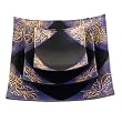 Set of 3 Handmade Deluxe Decorative Mango Wood Platters / Trays With Blue-Gold Filigree Detail
