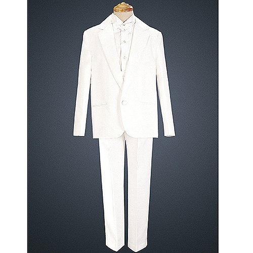 Boys White Special Occasion Formal Single Button Tuxedo Suit Set 4-14
