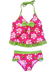 Pink Platinum Toddler Girls Daisy and Ladybug 2Pc Tankini Swimsuit, Fuchsia 4T