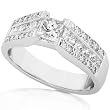 One of a Kind 1-1/4ctw Princess & Round Cut Diamond Enagement Ring (HI/VS-SI) in Platinum
