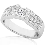 One of a Kind 1-1/4ctw Princess & Round Cut Diamond Enagement Ring (HI/VS-SI) in Platinum